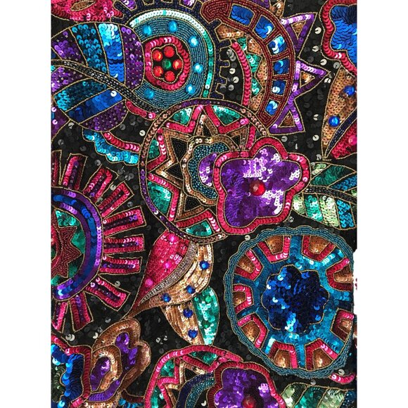 Museum-Worthy Vintage Sequin & Glass Bead Blouse – 100% Silk, Handcrafted Statem - Picture 2 of 10